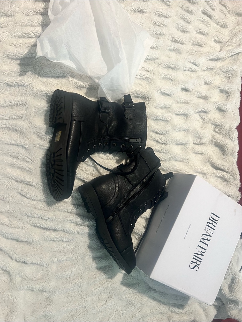 Black Lace-Up Combat Boots